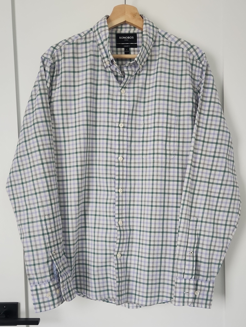 Bonobos Tatersall Plaid Long Sleeve Buttin Down Shirt Size Standard Large